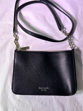 kate spade Black Pebbled Leather Crossbody with Chain Strap